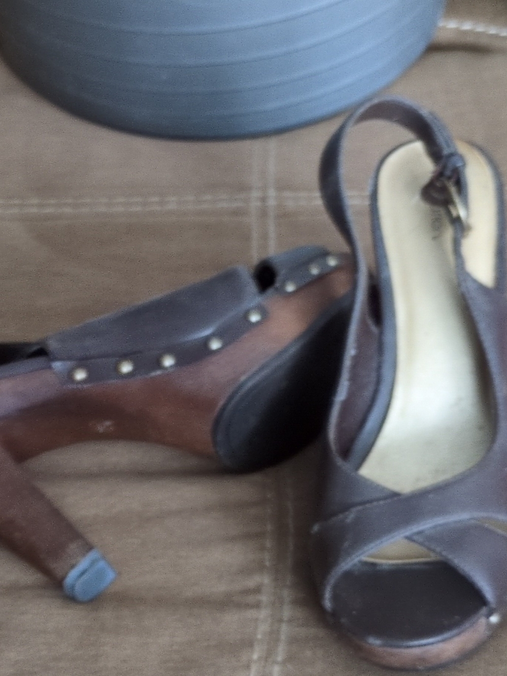 Xhilaration Brown Studded Slingback Platform Heels
